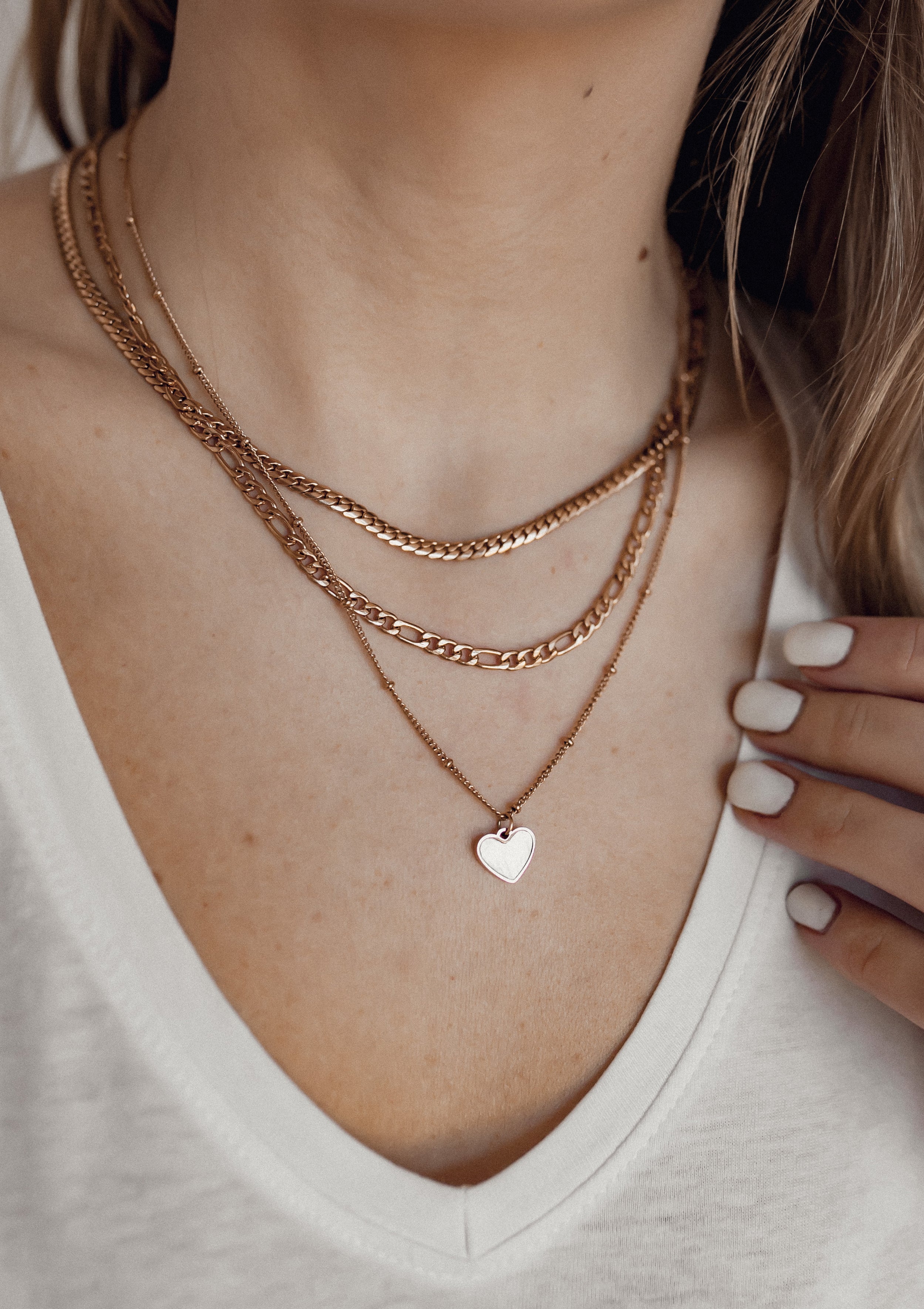 Collar de Cadena con Colgante Corazón Concha en Oro Rosa